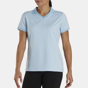 FJ Footjoy End On End Open Collar Women Light Blue Golf Polo Shirt Small